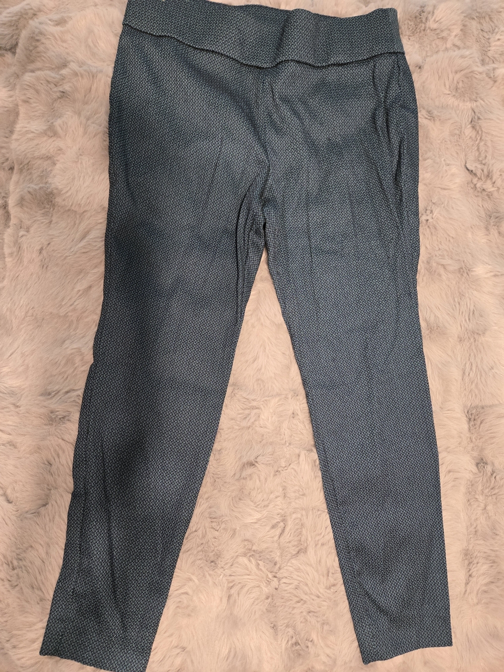 Worthington Petite Textured Geometric Pull On Dress Pants Teal Blue 12P